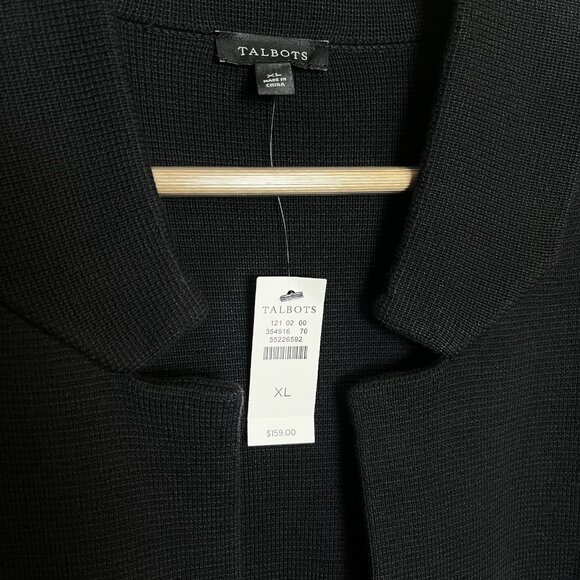 Talbots Womens Black Cardigan Blazer Long Pockets Cotton Modal‎ XL NWT - Picture 3 of 9